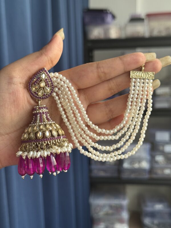Sana Premium Earrings With Kaan Chain - Purple