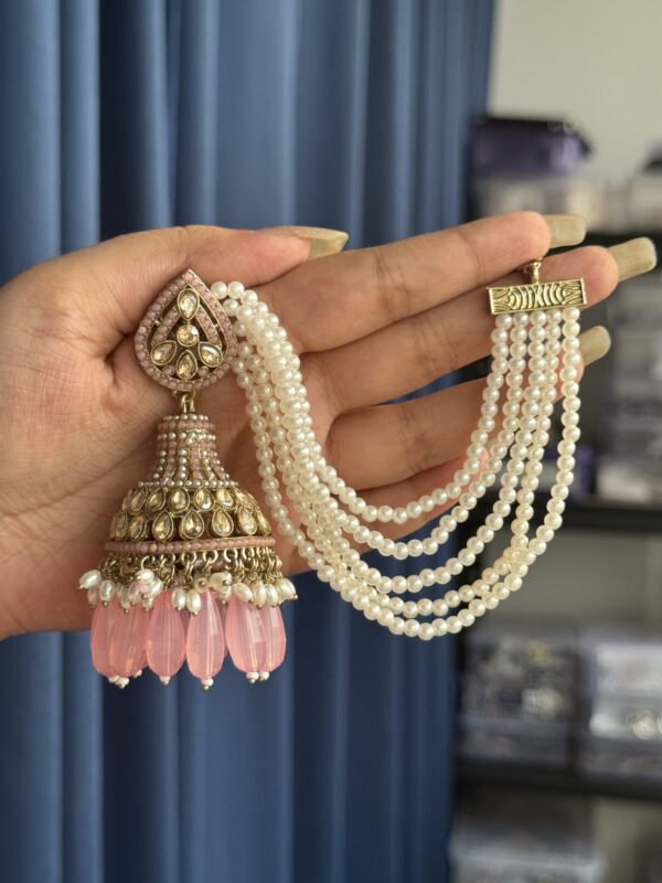 Sana Premium Earrings With Kaan Chain - Light Pink