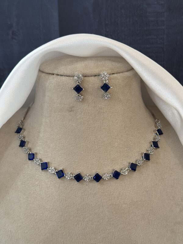 Archana American Diamond Set - Dark Blue