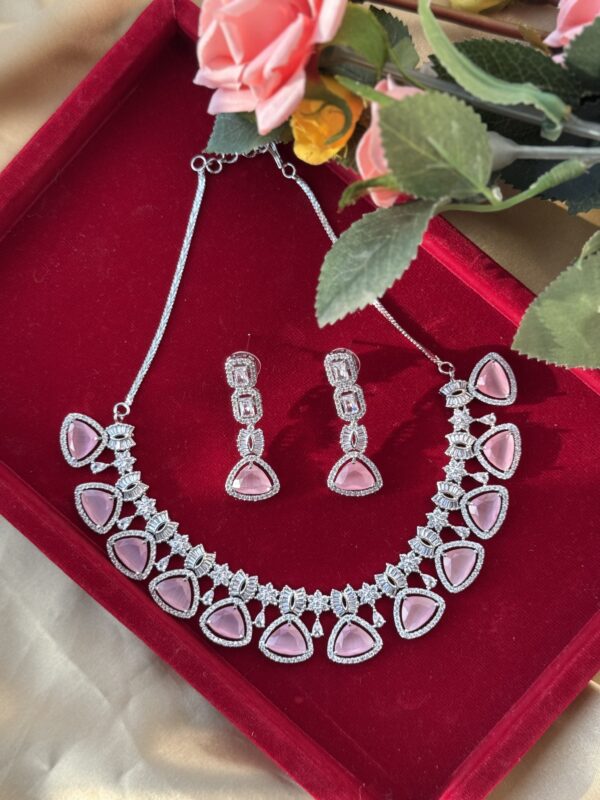 Himanshi Premium American Diamond Set - Pink