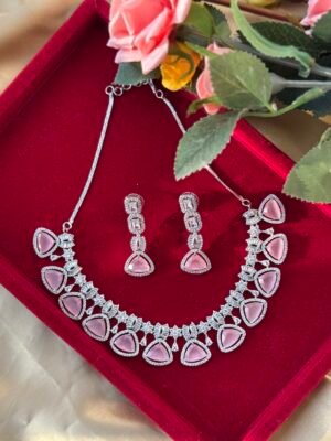Himanshi Premium American Diamond Set – Pink