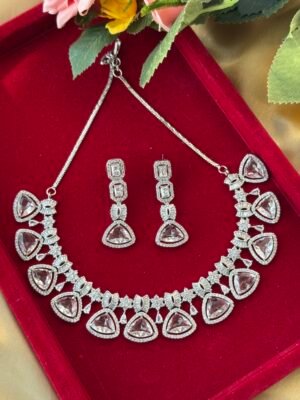 Himanshi Premium American Diamond Set – White
