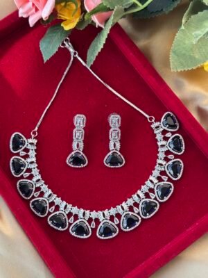 Himanshi Premium American Diamond Set – Dark Blue