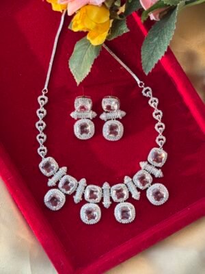 Heera Premium American Diamond Set – White