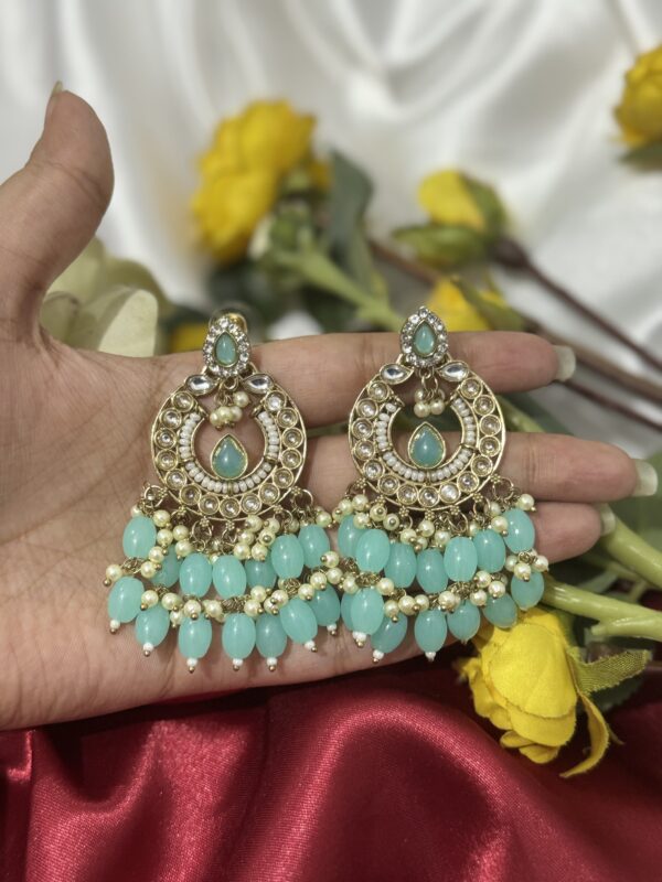 Shivangi Kundan Earrings - Light Blue
