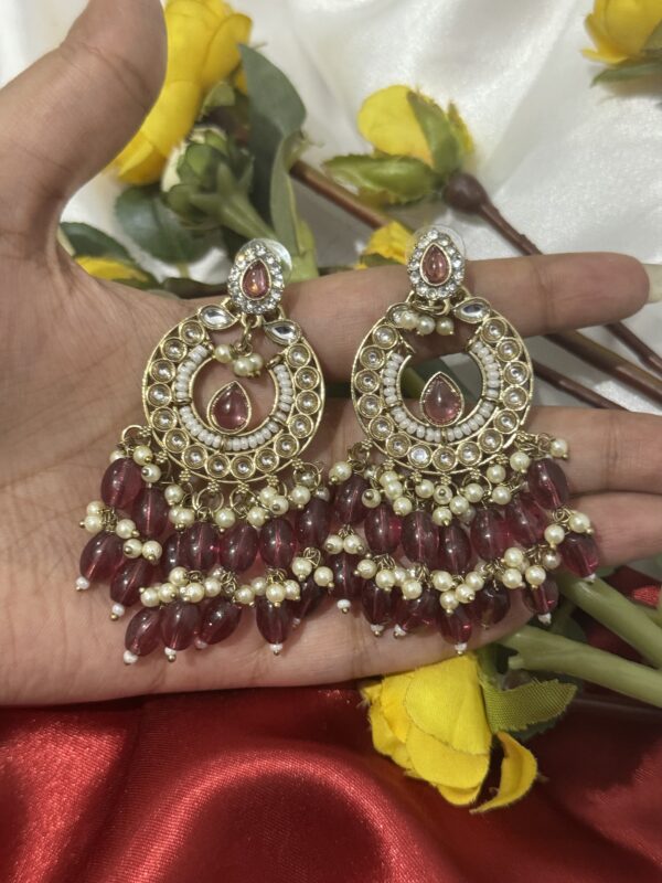 Shivangi Kundan Earrings - Wine