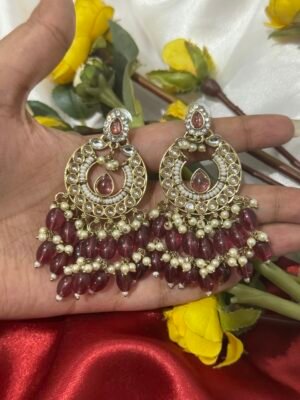 Shivangi Kundan Earrings – Wine