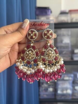 Rewati Kundan Earrings – Wine