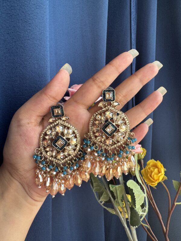 Jasmine Premium Earrings - Teal Blue