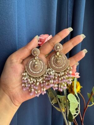 Malini Premium Jadau Earrings – Lavender