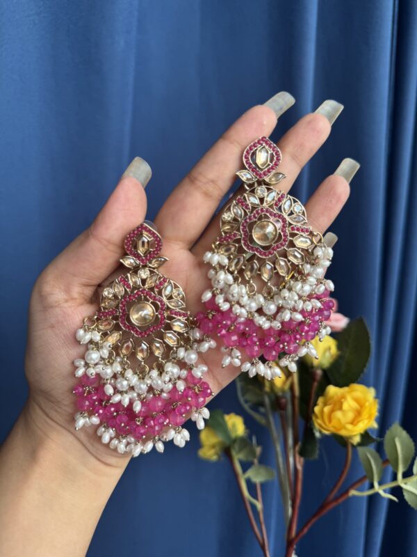 Alka Premium Earrings - Dark Pink