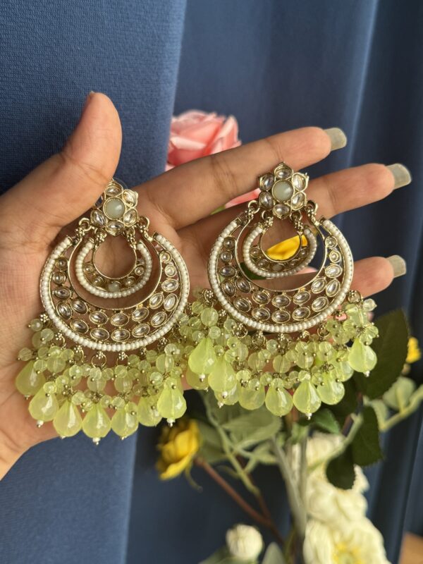 Anamika Kundan Chandbali Earrings - Mint Green