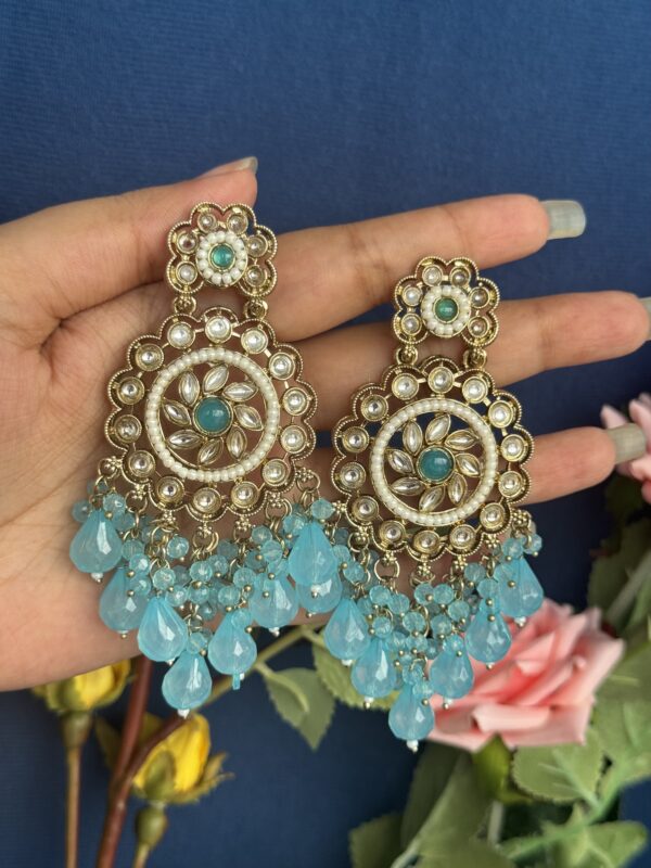 Gauhar Kundan Earrings - Light Blue