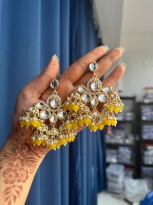 Rupali Kundan Earrings – Yellow