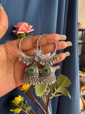 Peacock Jhumka Bali Earrings