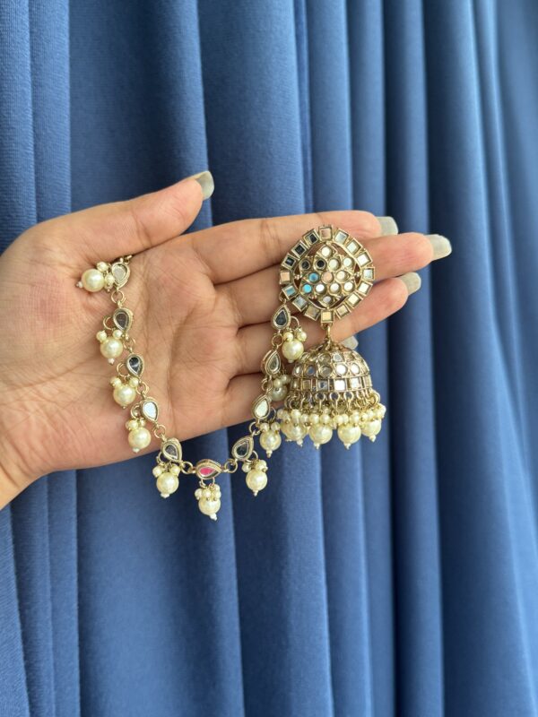 Shivani Mirror Jhumka with Kaan chain