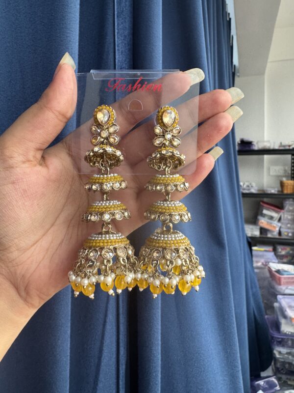 Ginny Layered Jhumka - Yellow