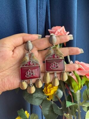 Anamika unique Bird Brass Earrings – Ruby