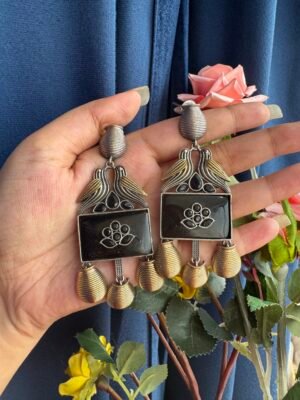 Anamika unique Bird Brass Earrings – Black