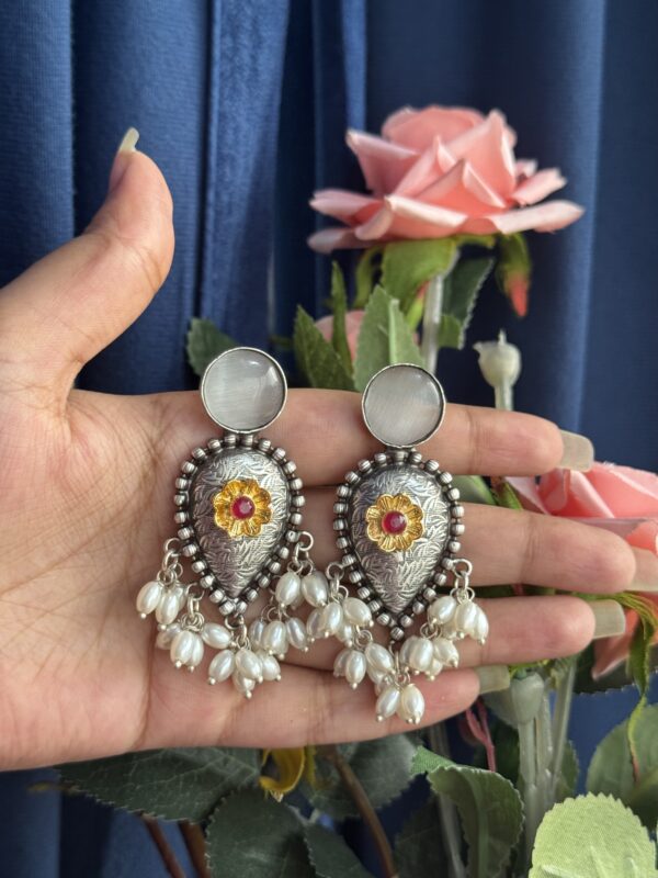 Sheetal Unique Brass Earrings - White