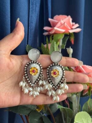 Sheetal Unique Brass Earrings – White