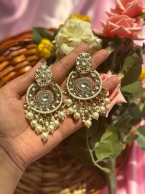 Manavi Crystal Earrings – White