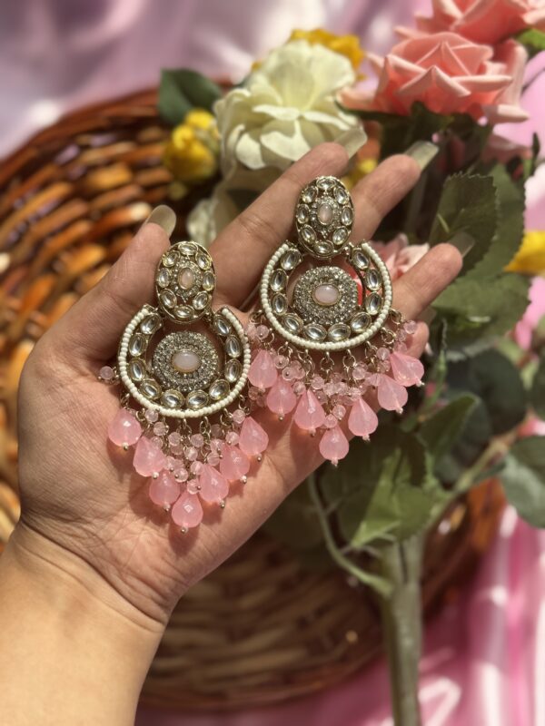 Manavi Crystal Earrings - Pink