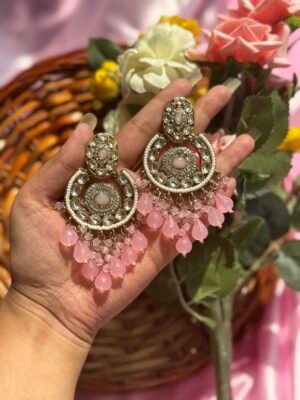 Manavi Crystal Earrings – Pink