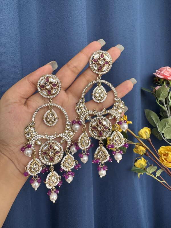 Sonakshi Premium Chandbali Earrings - Purple