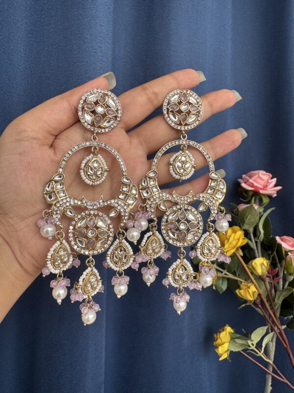 Sonakshi Premium Chandbali Earrings - Lavender