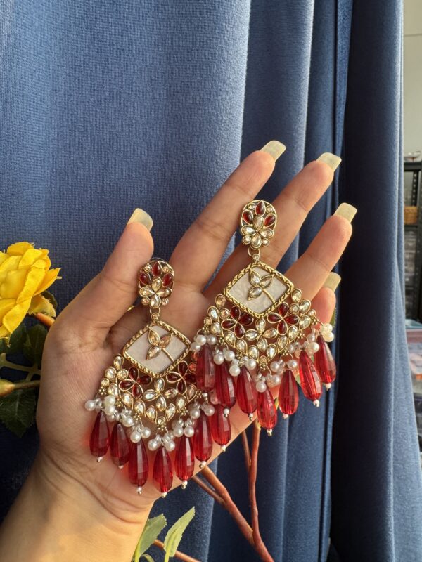 Muskaan Ethnic Earrings - Red