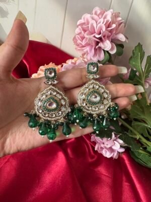 Jhansi Premium Earrings – Dark Green