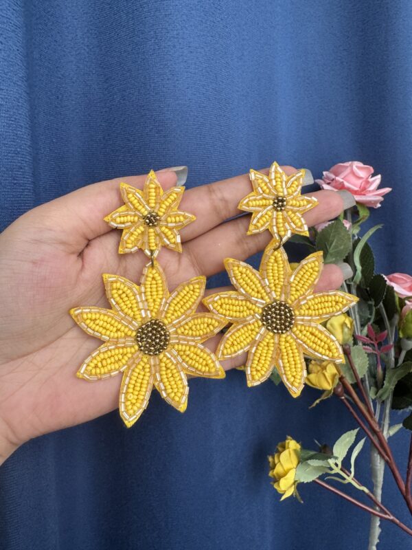 Yellow Handmade Flower Earrings
