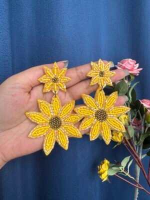 Yellow Handmade Flower Earrings
