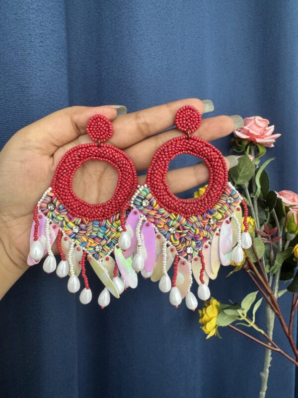 Handmade Tassel Earrings - Red