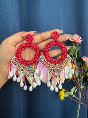 Handmade Tassel Earrings – Red