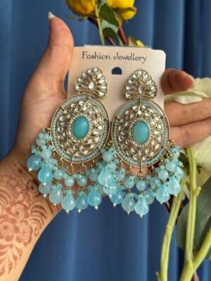 Keeva Kundan Earrings – Light Blue