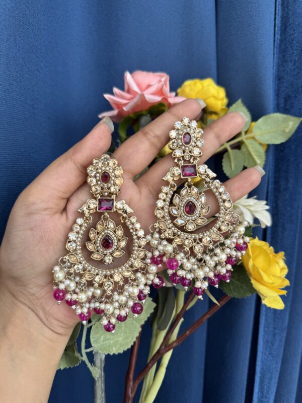 Deeksha Premium Earrings - Dark Pink
