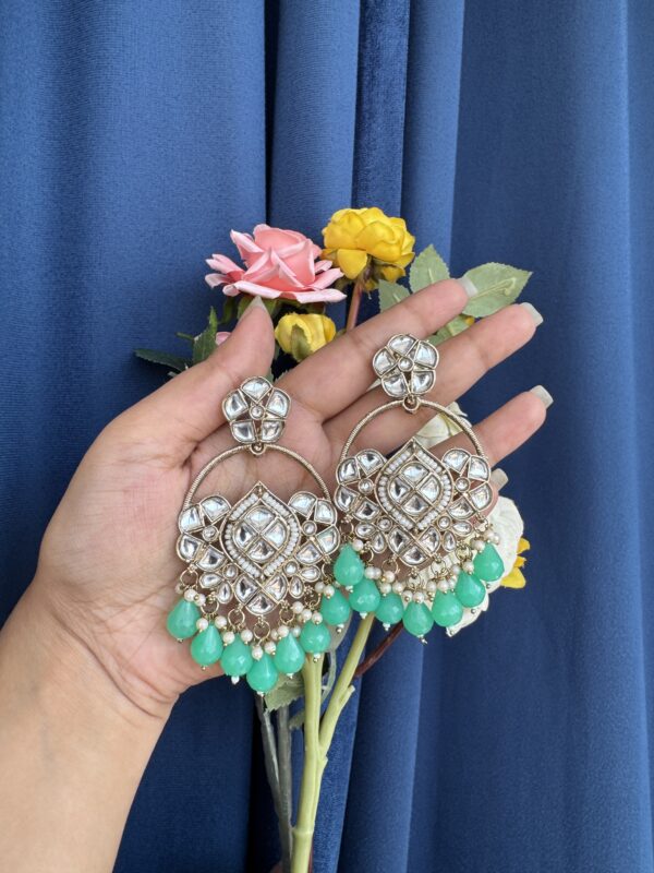 Chandbali Earrings - Mint Green