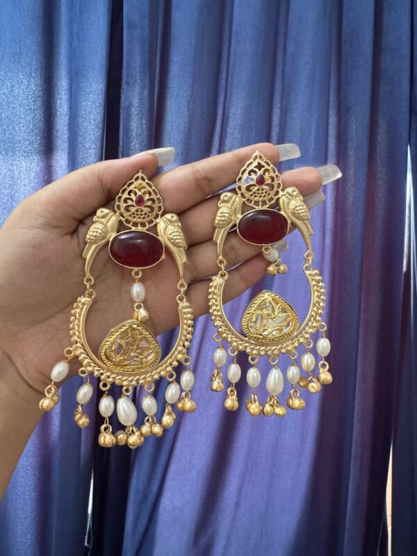 Brass Chandbali - Red