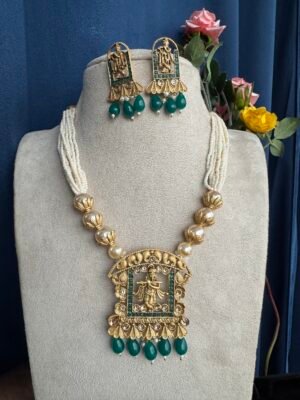 Pravalika Pearl Rajwadi Set – Green