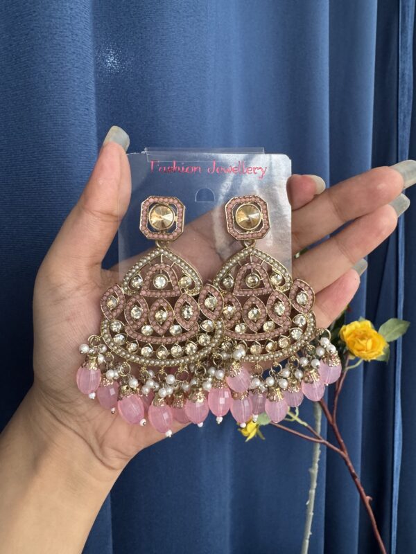 Vedika Premium Earrings - Light Pink