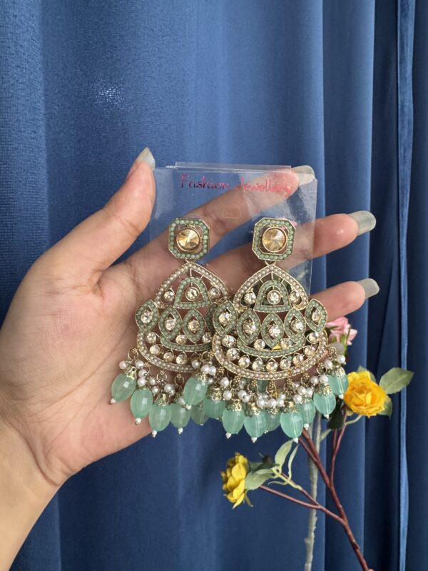 Vedika Premium Earrings - Mint Green