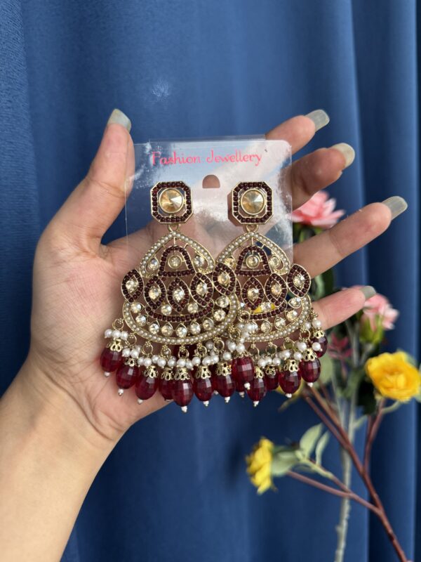 Vedika Premium Earrings - Red