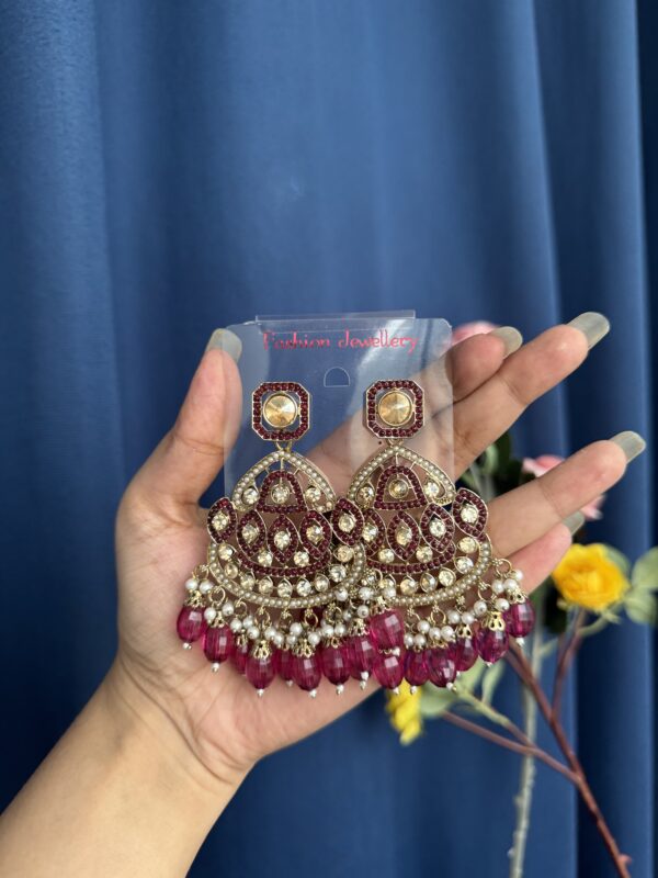 Vedika Premium Earrings - Wine