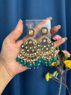 Vedika Premium Earrings – Teal Green