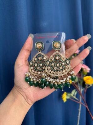 Vedika Premium Earrings – Dark Green