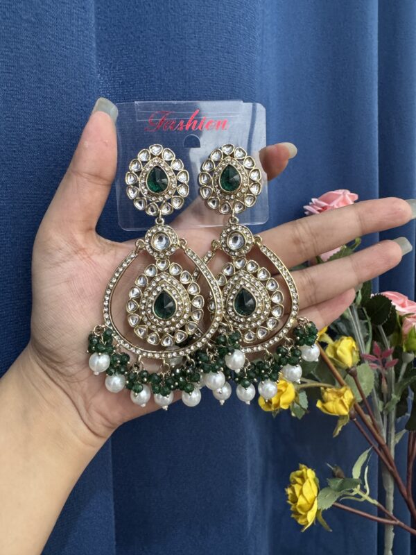 Ritika Premium Earrings - Dark Green