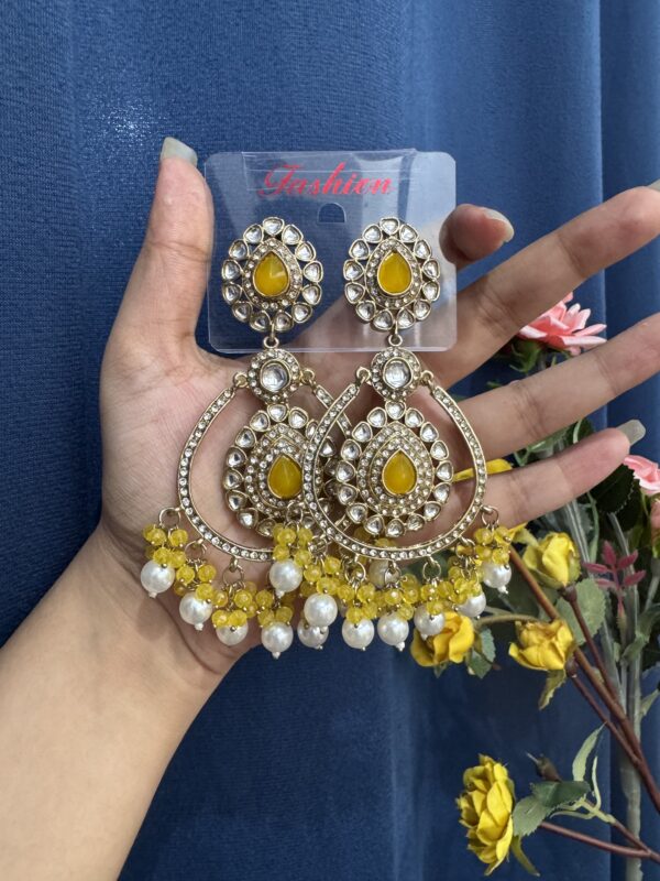 Kirti Premium Earrings - Yellow