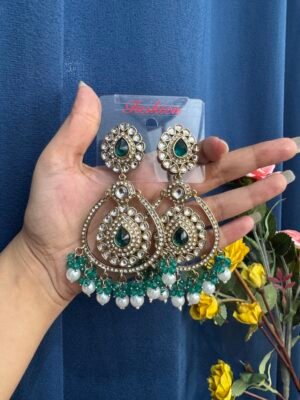Kirti Premium Earrings – Teal Green